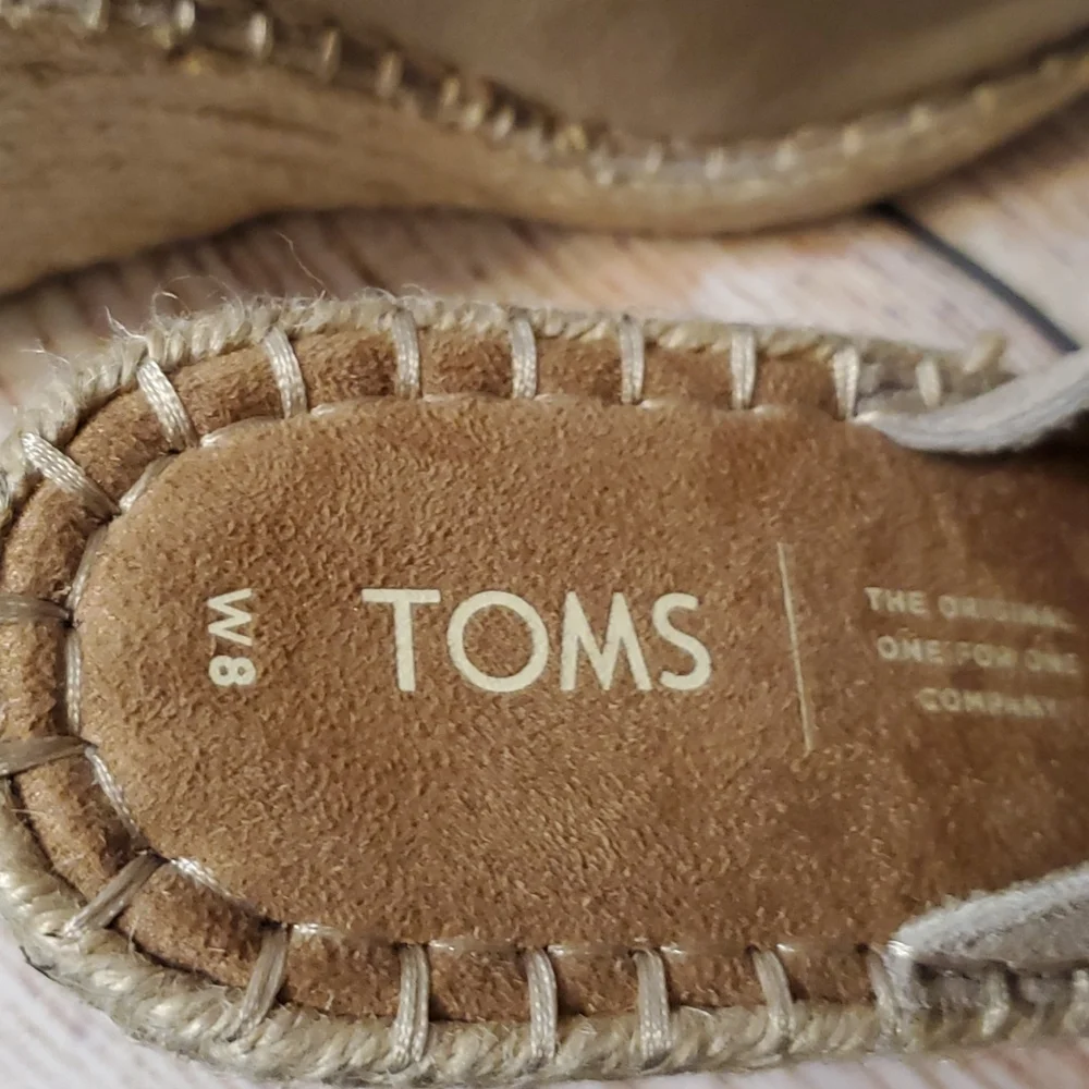 Toms Beige Suede Espadrille Wedge Sandals